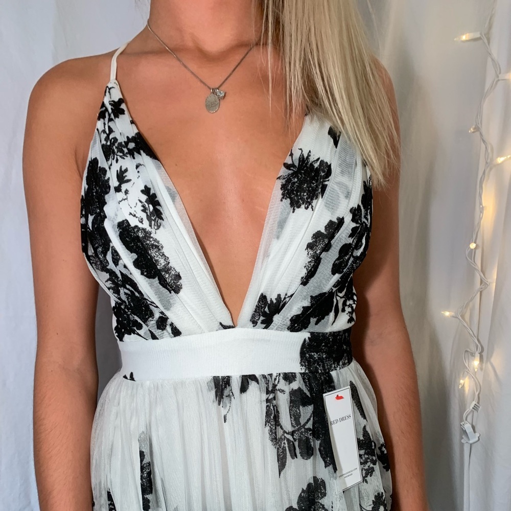 Black & White Floral Fancy Dress